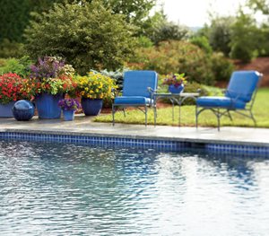swimming pool with chairs and plants