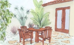 Patio Drawing, Patio Sketch
Ornamental Grasses in Pots
Garden Design
Calimesa, CA