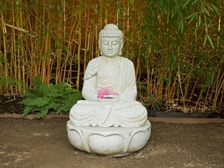 Sitting Budha Statue, Budha And Bamboo  Garden Design  Calimesa, CA