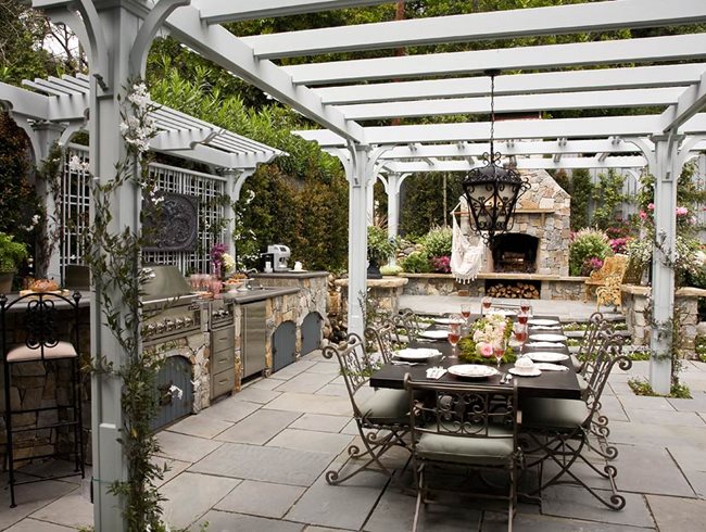 Romantic Outdoor Kitchen by Heather Lenkin Garden Design